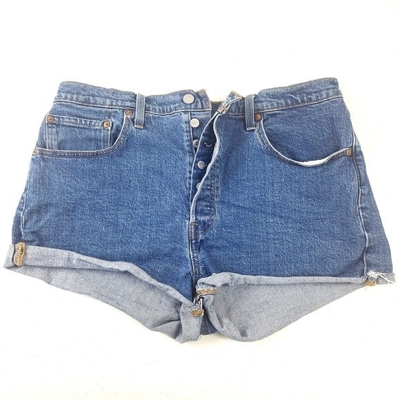 Levi's Pants - Levi's Women's 501 Cut Off Button Fly Denim Blue Jean Shorts Sz 32